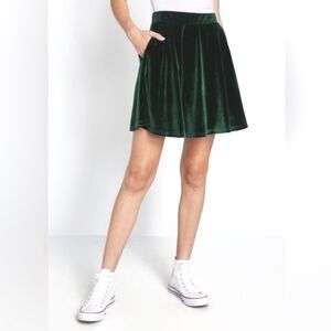 Modcloth Green Velvet skater skirt